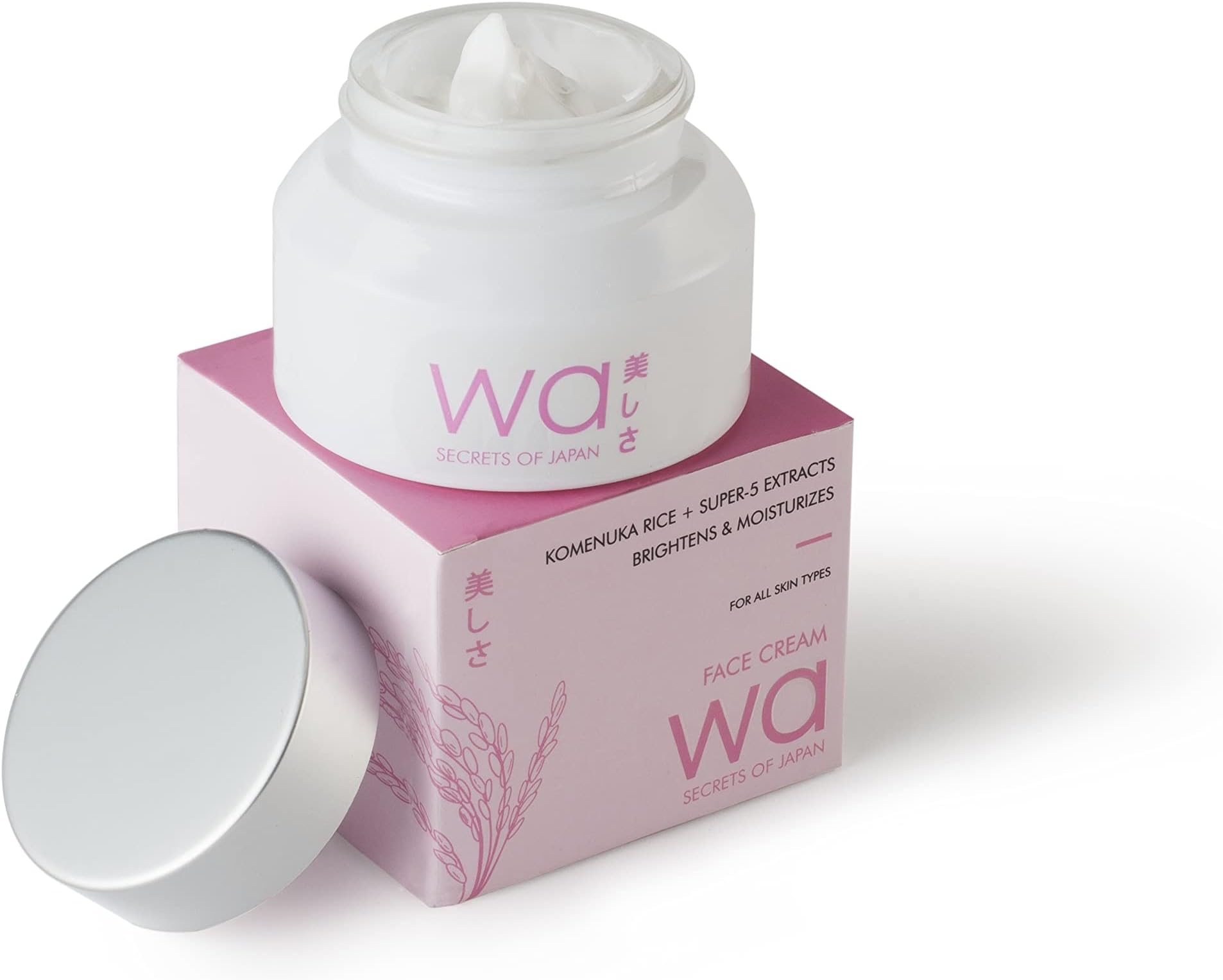 Wa - Japan | Komenuka Rice Face Cream | Brightens & Moisturizes | Rice Extract Sourced from Japan | Parabens, Silicones, Sulphates Free | All-Skin types | 50g
