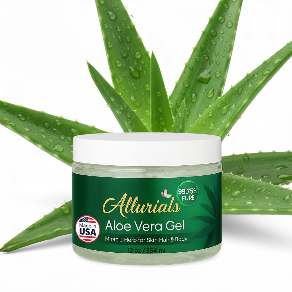 All Natural Aloe Vera Gel: Pure Aloe Vera Gelly from Organic Cold Pressed Aloe - Hydrates Heals Dry, Itchy Damaged Skin - Acne, Sunburn, Rash Dandruff Relief - Fragrance Alcohol Free - 12 oz