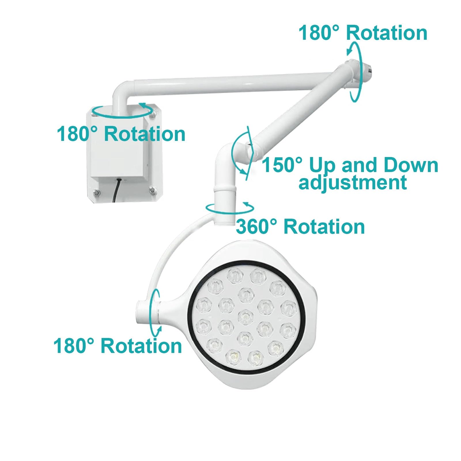 Lampada da Parete a LED per Visita Medica Chirurgica, LED Dentali Lampada, Chirurgica Lampada, 110~220 V, Luminosità Regolabile, per Chirurgia Dentale Otorinolaringoiatrica Veterinaria PET Tatuaggio