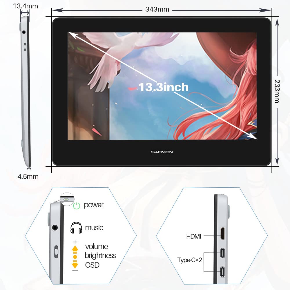 Amazon.com: GAOMON PD1320 13.3 Inches Full-Laminated Screen