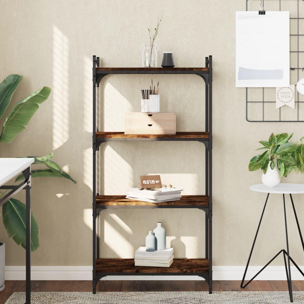 Homgoday Libreria a 4 ripiani, scaffalatura per ufficio, scaffalatura portaoggetti, gambe regolabili, per soggiorno, studio, ufficio, incenso, 60 x 30 x 120 cm, materiale in legno