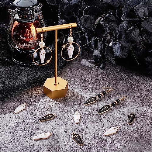 SUNNYCLUE 1 Box 30Pcs Coffin Charms Gothic Style Halloween Enamel Charm Black White Golden Cross for jewellery Making Cham Necklace Earrings Bracelets Keychain Men Women DIY Supplies - Image 4
