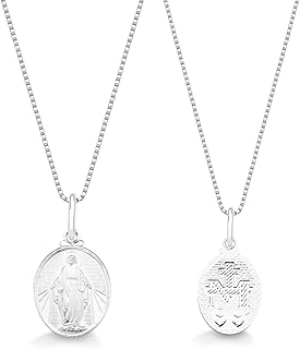 Colar Medalha Milagrosa Nossa Senhora das Graças Pequeno Prata 925