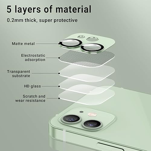 Miniatura 4 de Korecase Paquete de 2 protectores de lente de cámara para iPhone 12, película de lente de metal de aluminio, cubierta de pantalla de cámara de