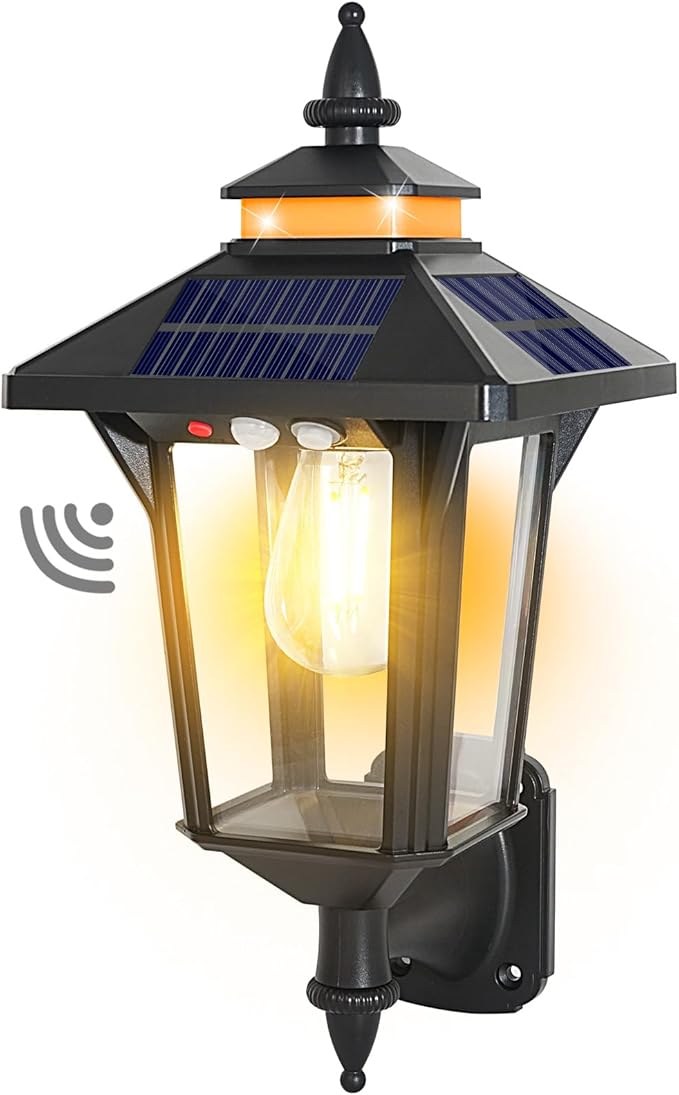 Solar Powered Wall Lantern Lights Outdoor 3 Modes