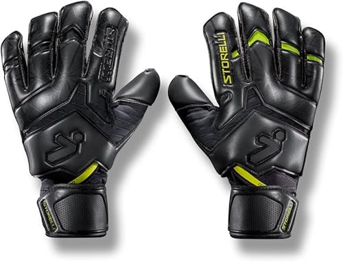 Storelli Gladiator Legend Goalkeeper Gloves  Professional Soccer Goalie Gloves with Finger Spines  Top-Grade Finger and Hand Protection