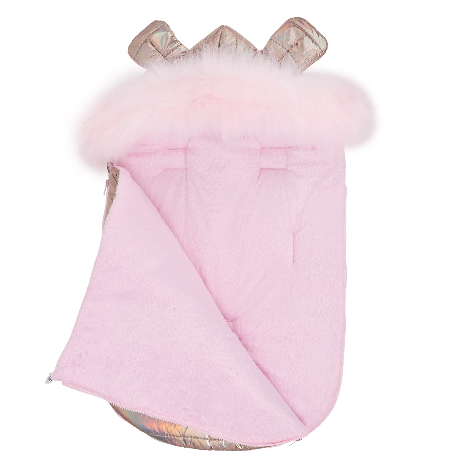 GaGaDumi "Teddy" sacco coprigambe invernale, seggiolino con cerniera, borsa per coccole, coperta per bambini, carrozzina, testiera lavabile, adatto a tutti i passeggini e seggiolini (T01-Rose Gold)