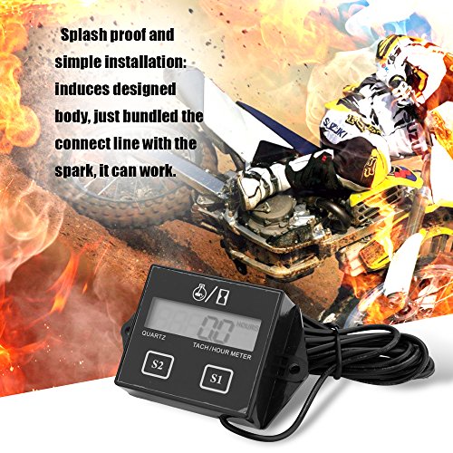 RuleaxAsi LCD Display Digital Motor Tach Hour Meter Motor Sroke Engine Car Motocicleta Barco Velocím