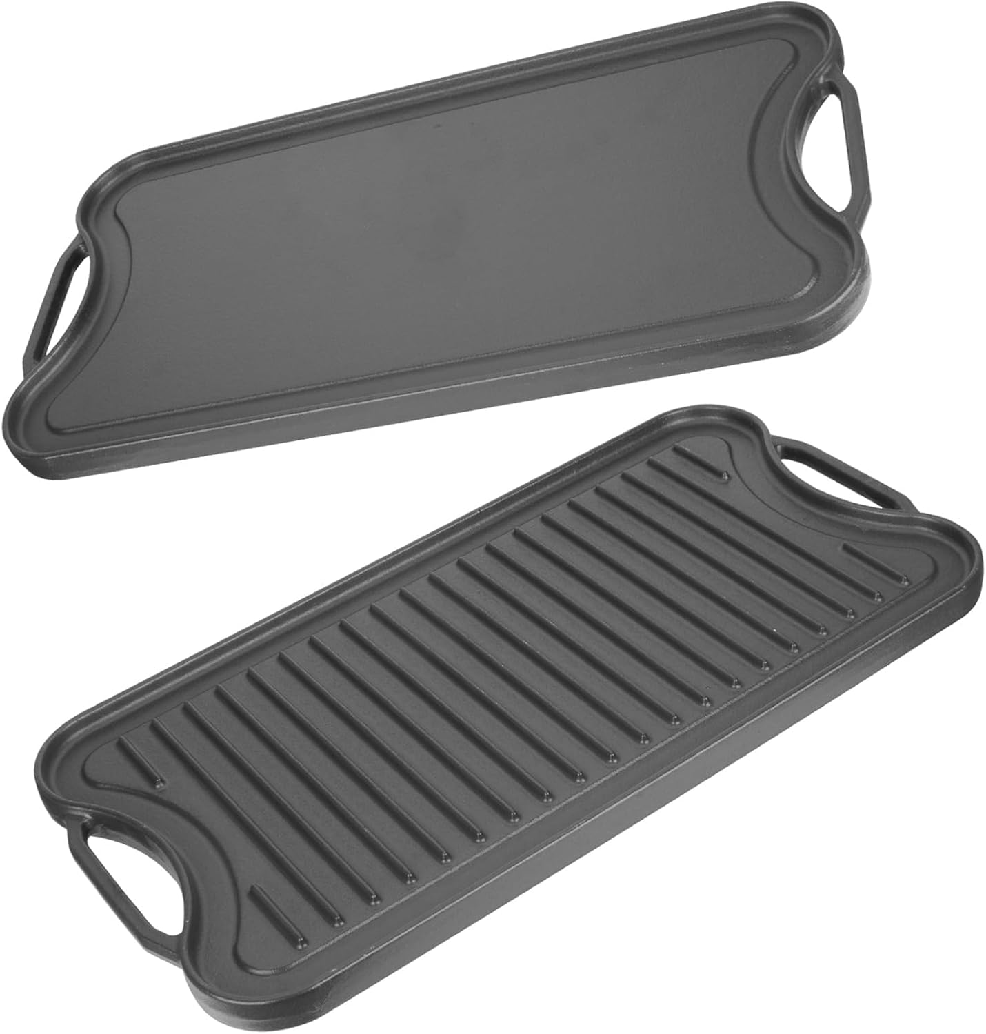 Reversible Cast Iron Griddle Plate for Gas Grill, Stovetop Grill Pan for Electric Stove, Pre-Seasoned Grill Griddle Pan for Gas Stove Top 2 Burner, Extra Large Stove Top Grill Plate 20" x 10.5" 20" x 10.5" x 0.9"