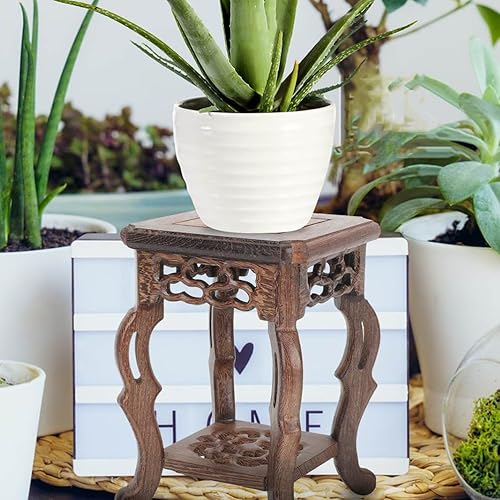 Miniatura 4 de Zerodeko Jarrones de flores, soporte decorativo para plantas, pedestales de madera, taburete, maceta, estante elevador para plantas suculentas,