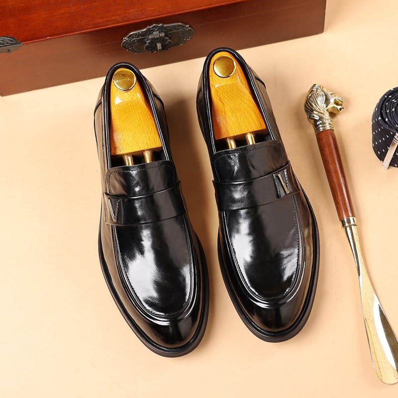 Men's Casual Retro Pointed-Toe Shoes Breathable Comfortable Oxford Slip-On Fashion Business Formal Derby Dress Shoes3