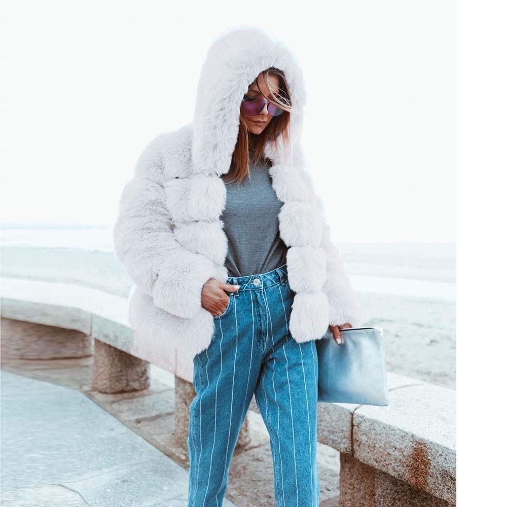 Cocila Felpa Calda Giacca da donna in finta pelliccia di visone invernale con cappuccio giacca in pelliccia sintetica calda e spessa Giacconi Invernali Taglie Forti
