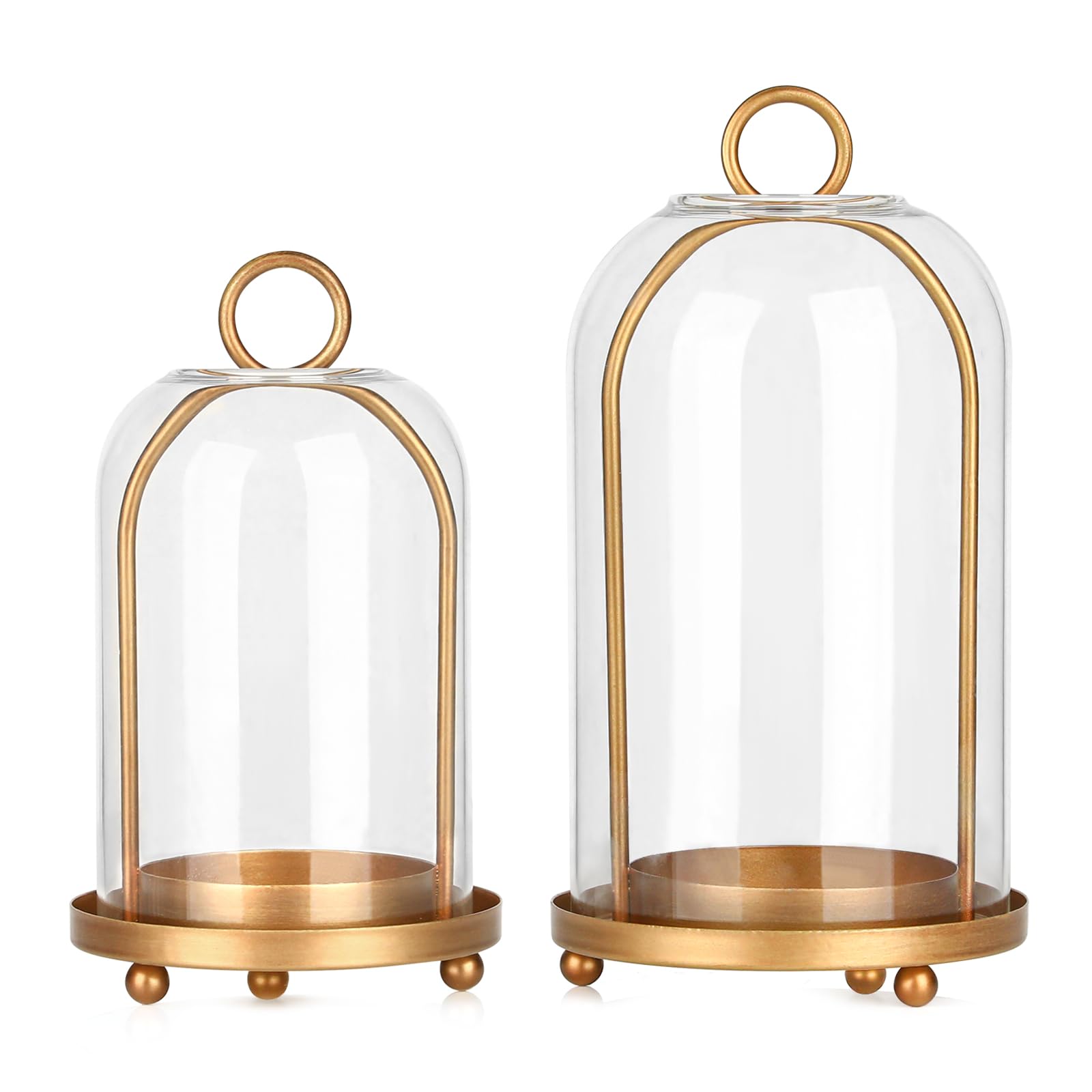SUJUN brass metal candle lantern set of two