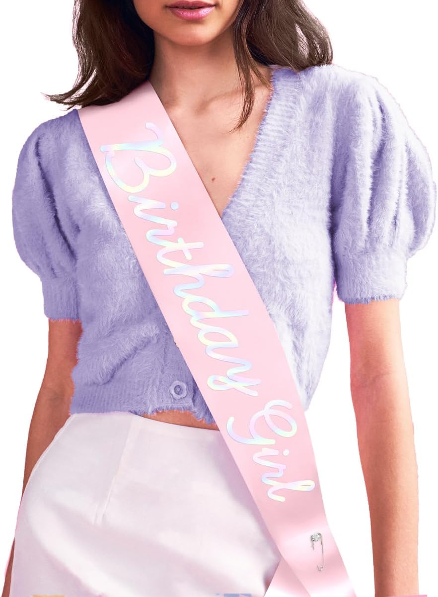 xo, Fetti Pink Birthday Girl Sash | Iridescent Birthday Party Decorations, Shiny Birthday Girl Party Favor, HBD Supplies, Birthday Queen, Finally 21, Cute Birthday Sash, 30th, 40th, 50th