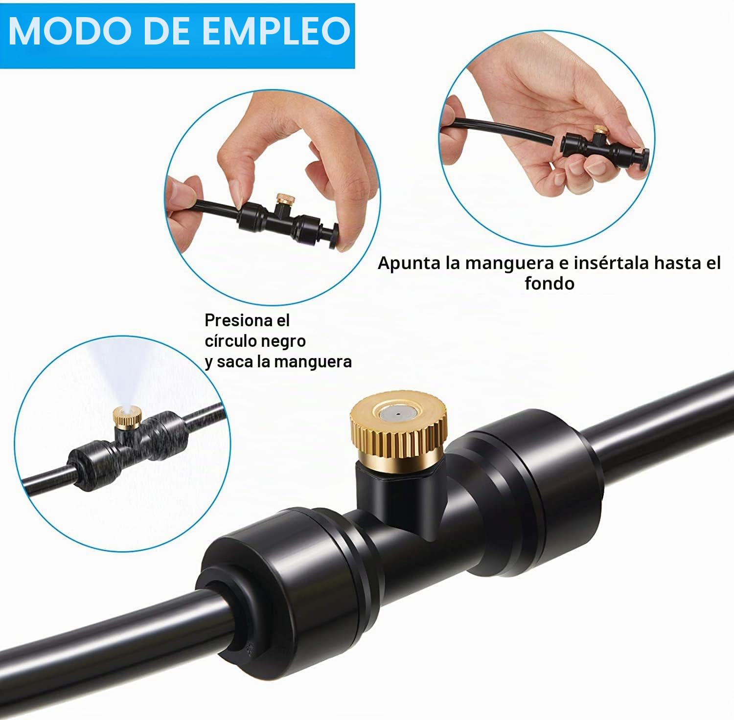 Kit de Boquillas de nebulización de Iatón,12 Boquilla + 12 Asiento Nebulización Boquillas,para Patio jardín Invernadero Sistema Refrigeración al Aire Libre,Negro
