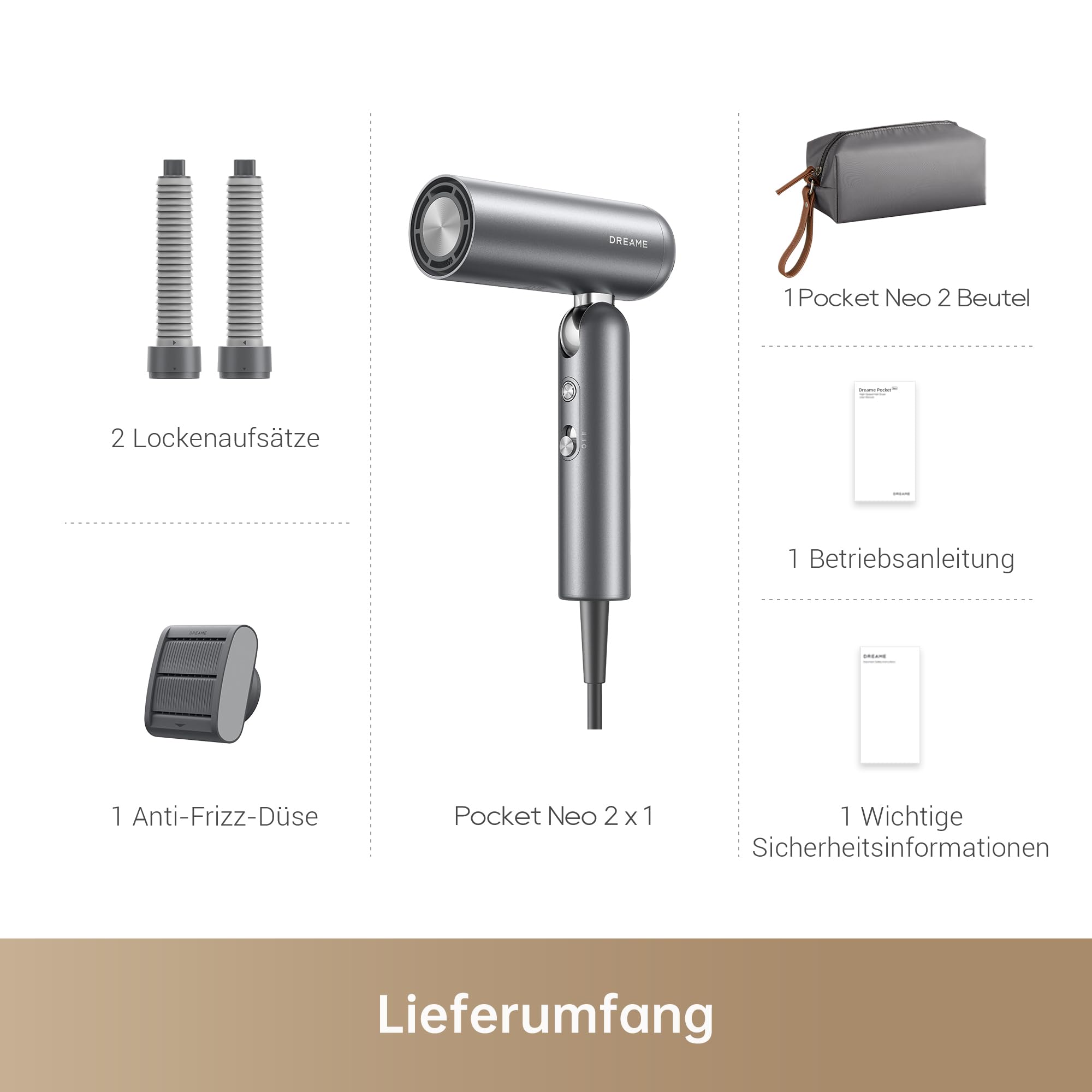 DREAME Pocket Neo 2 Hochgeschwindigkeits-Haartrockner,