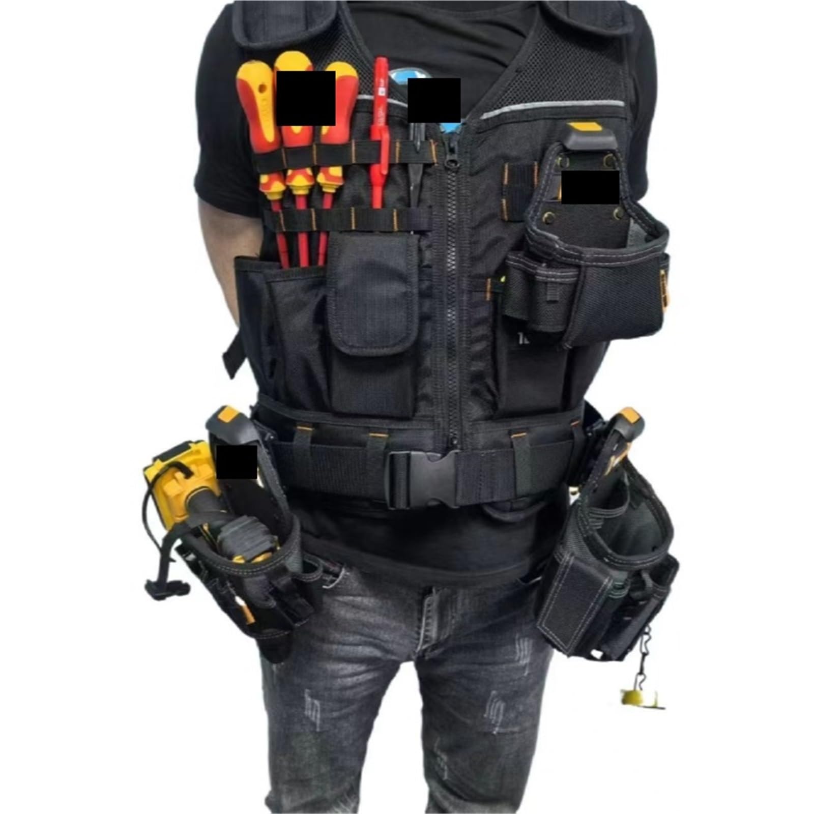 Chaleco de Herramientas Heavy Construction Vest Toolkit Pouch Durable Work Adjustable Buckle Multifunctional