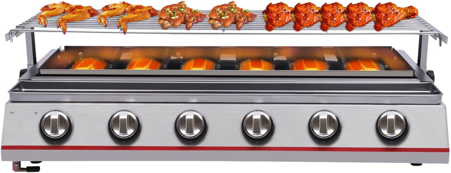 6 Burner Flat Top Grill Griddle Combo Outdoor Propane Gas