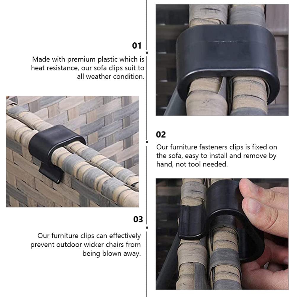 Cabilock 10Pcs Outdoor Patio Furniture Clips Sofa Connect Clamps Rattan Chair Fastener Clips Sofa Chair Alignment Clamps Patio Furniture Accessories (Black) - Image 4