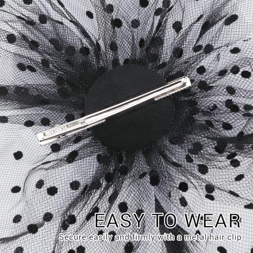 Image of DRESHOW Fascinators Hat Flower Mesh Ribbons Feathers on a Headband and a Clip Tea Party Headwear for Girls and Women
