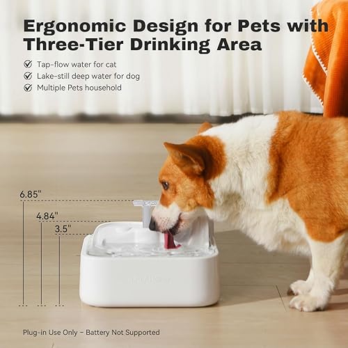 Miniatura 3 de Fuente de agua para perros y gatos, diseño automático de 3 etapas para múltiples mascotas, dispensador de agua para beber, fuente de cascada,