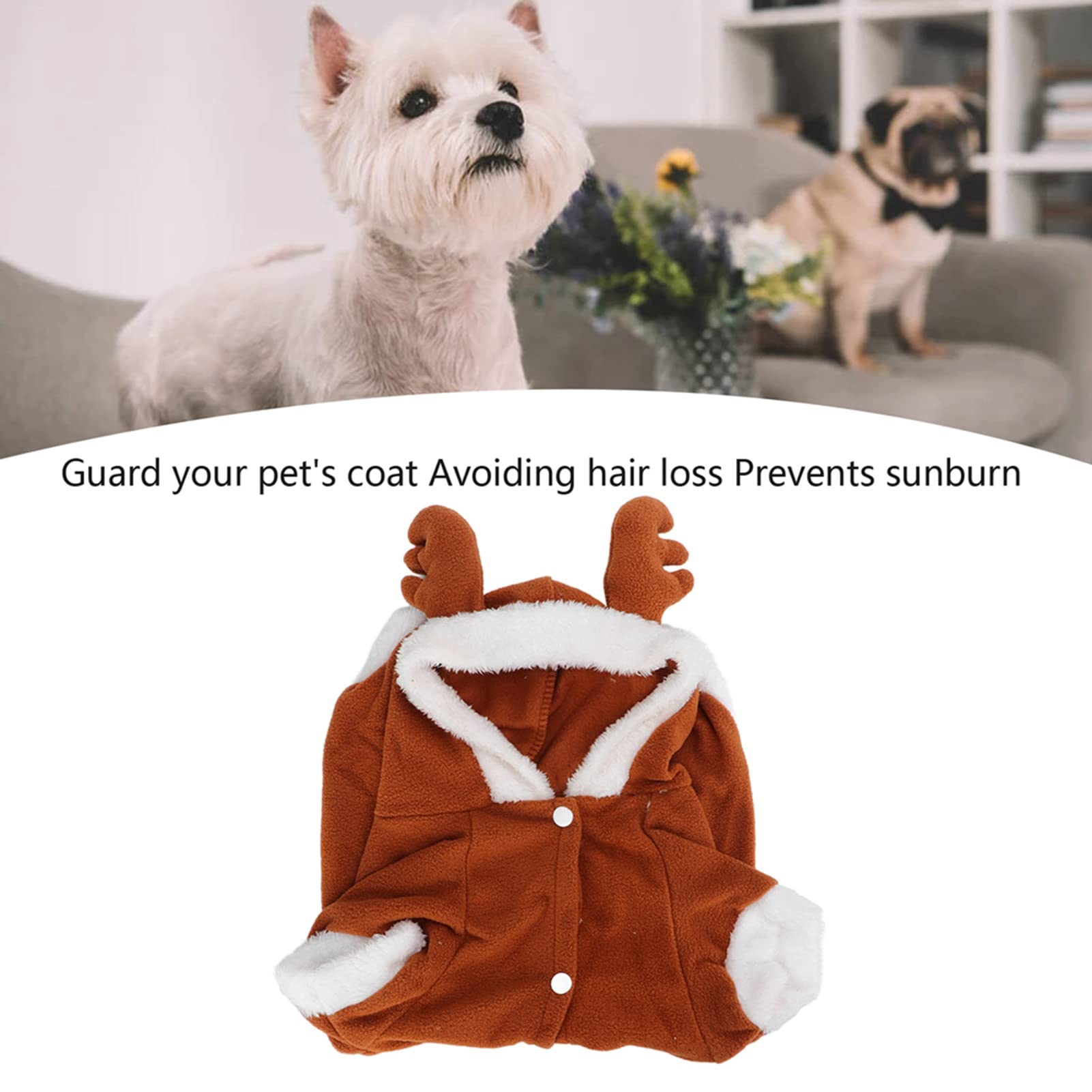 Felpa con cappuccio invernale per cani con design con alci, calda giacca per cani di taglia media e grande, in poliestere ispessito, con vestibilità larga, per autunno inverno, attività all'aperto e