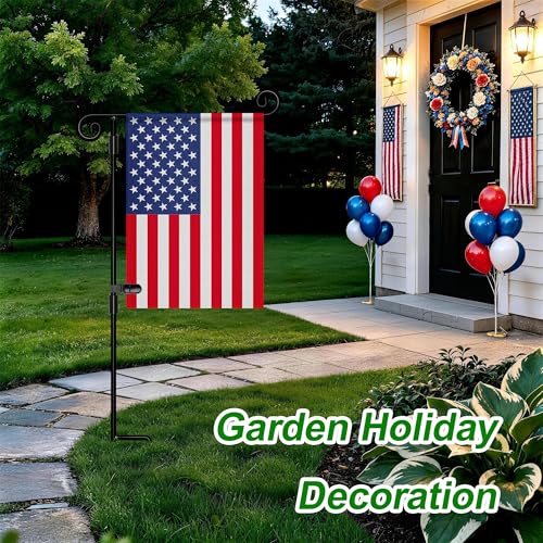 Image of HOOSUN Garden Flag Stand,Sturdy Garden Flag Holder Pole for Outside House,Yard Flags Holder with one Tiger Clip,Yard Banner Pole for Holiday Flags Decorations Outdoor Lawn (2 Pack）