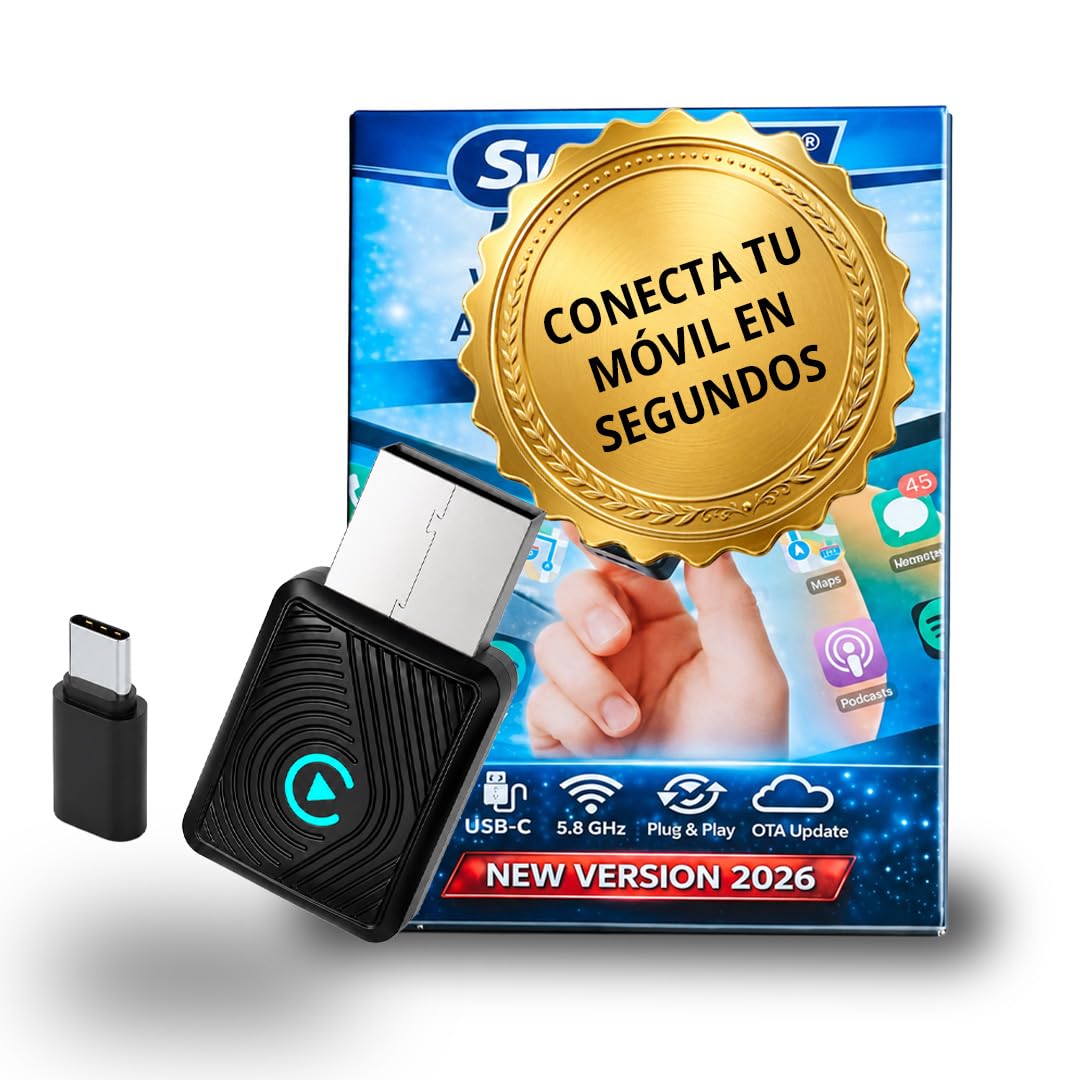 Carplay Inalambrico 2026 Adaptador Android Apple Auto Bluetooth USB Accesorio Coche Electronico Interior sin Cable WiFi con Conexion Estable SwiftLink Lite – Auvra