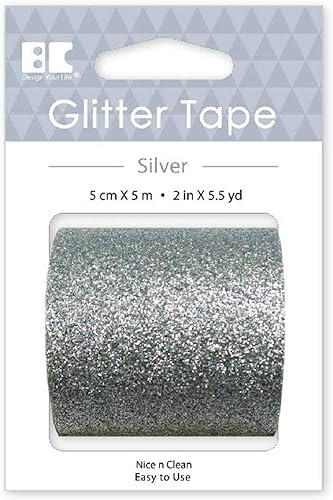 Best Creation - Cinta con purpurina, 1.969 in16.4 ft, color plateado
