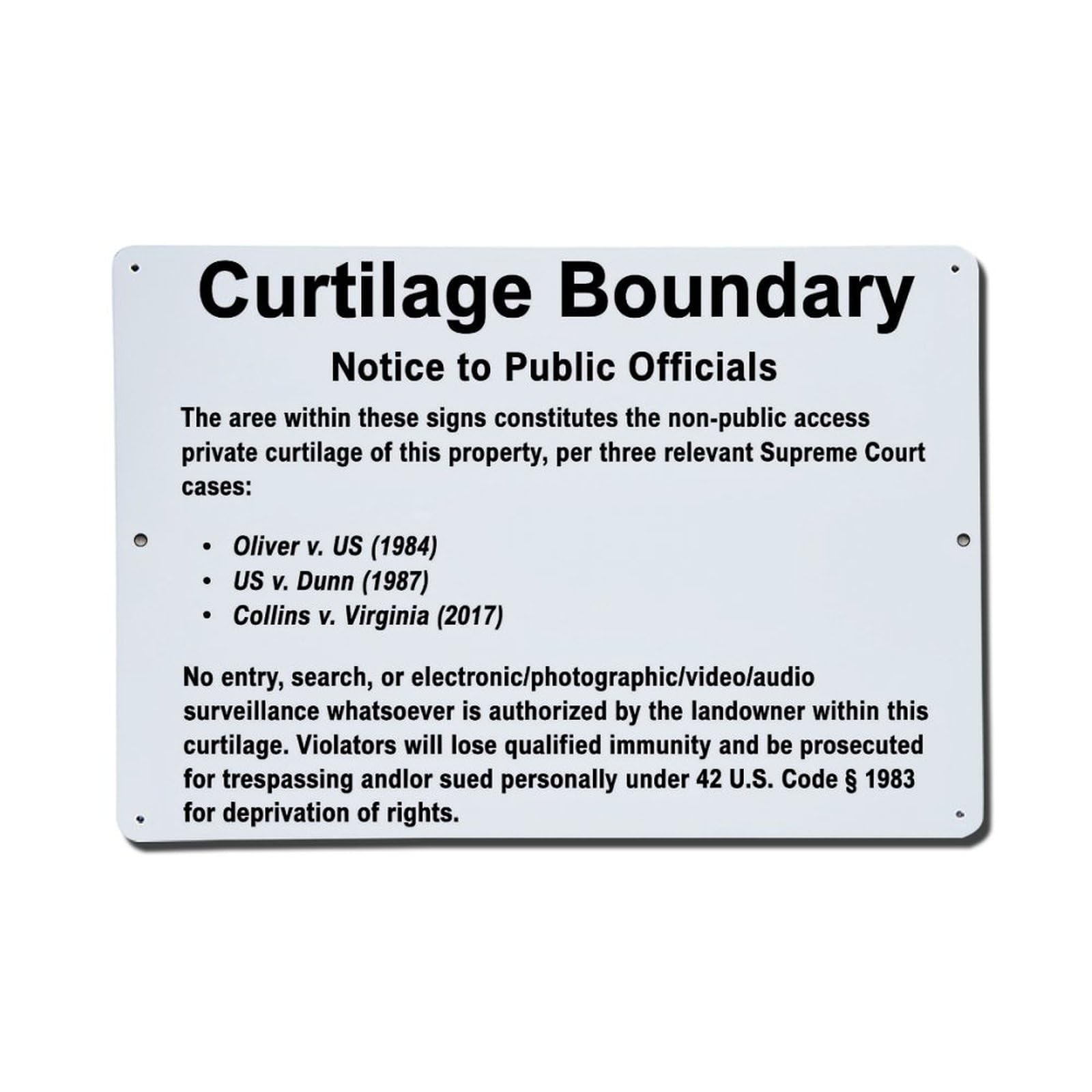 Nestemfo Vintage Curtilage Boundary Notice Sign Tin Sign Metal Sign, Living Room,Bar, Home, Bedroom Wall Decor,Retro Metal Poster 8X12 Inches