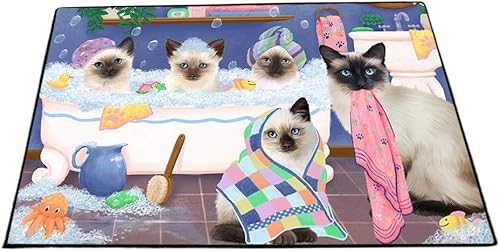 Vista 9 de Doggie of the Day Siamese Cat Floor Mat - Easter Holiday - Best Dog Doormat - Protector Decor - Unique Portrait Art - Premium Quality Decoration