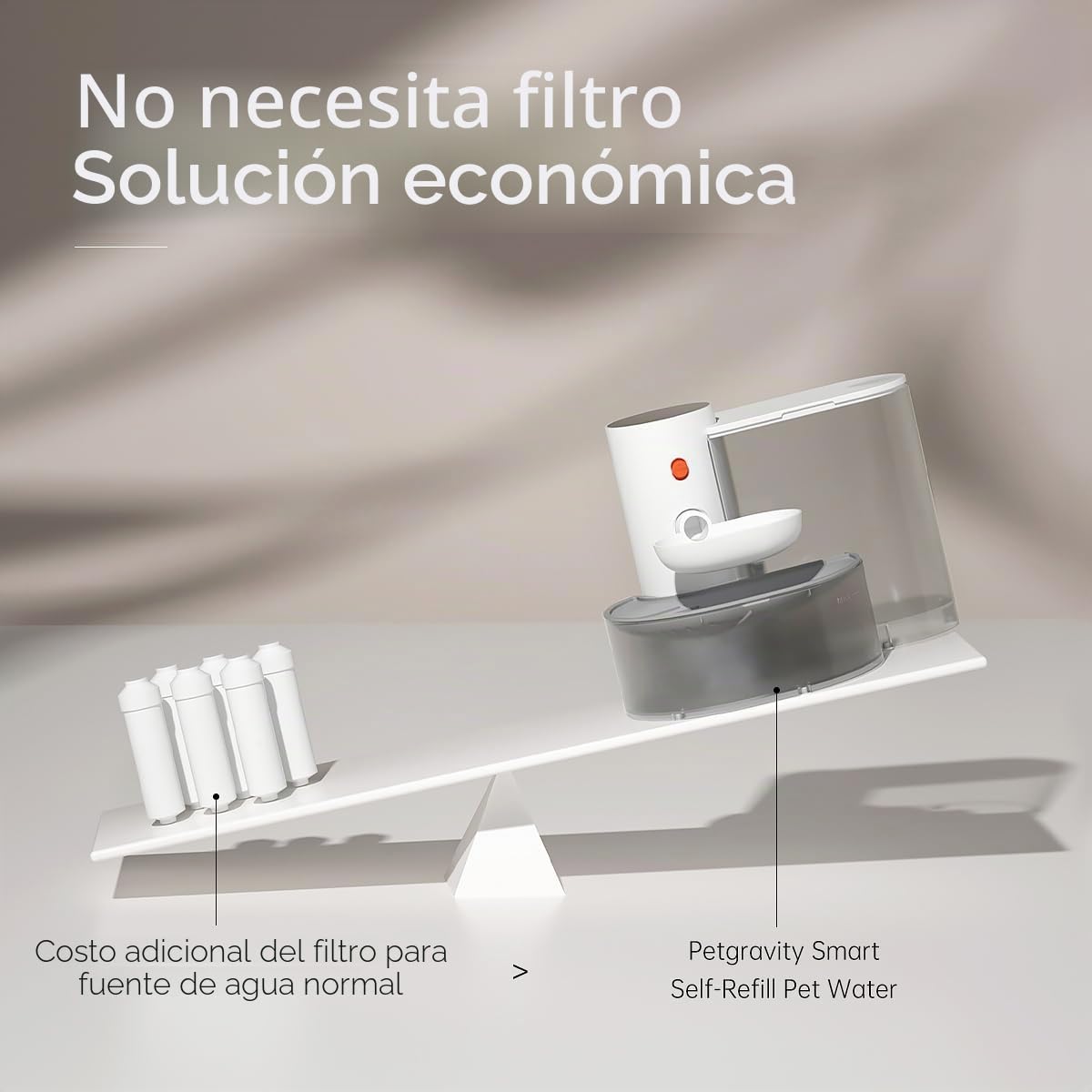 Dispensador automático de agua para mascotas, dispensador de agua de riego inteligente de 3 l, sin filtro, equipado con inclinación de llenado automática, separar las aguas residuales limpias en