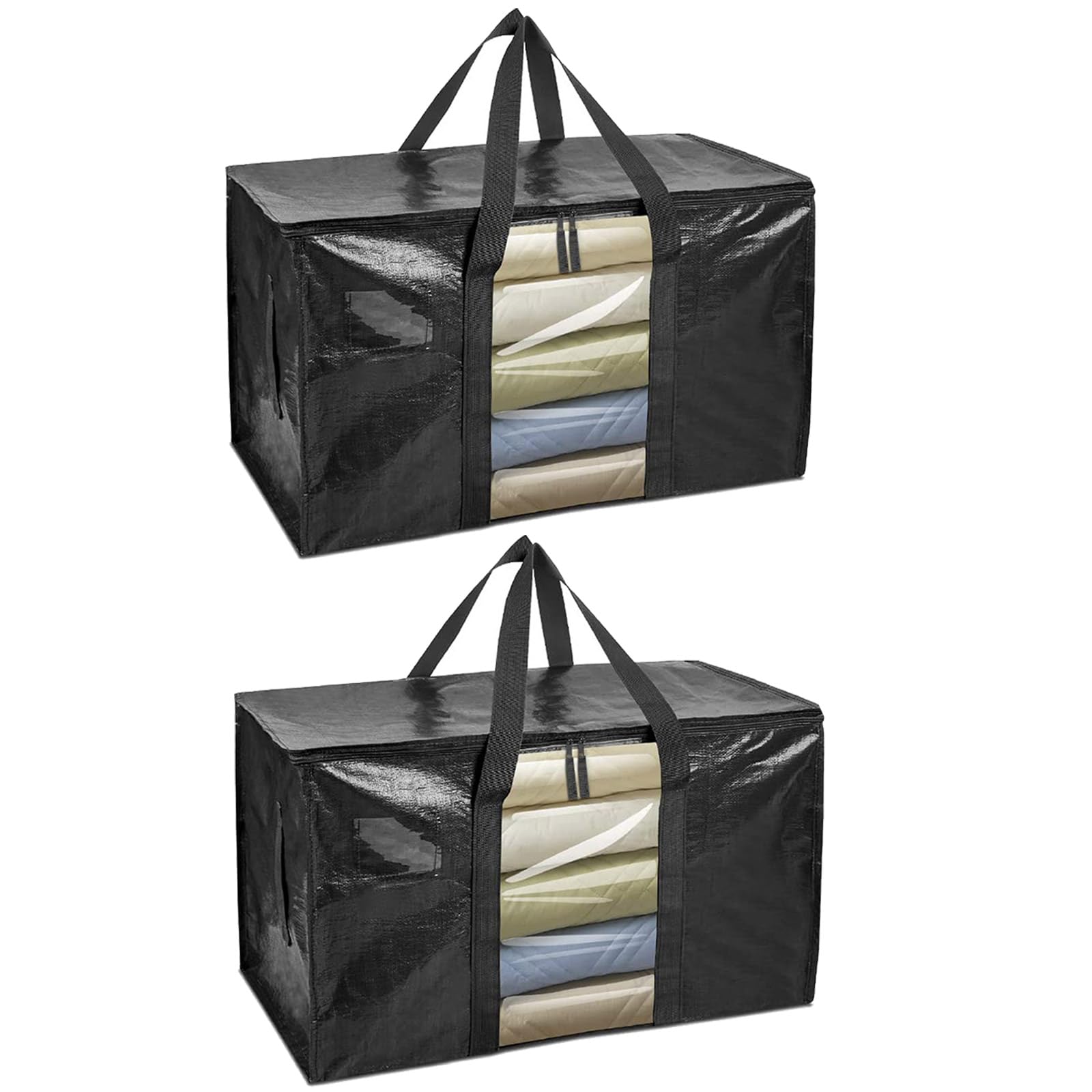 Tfaoys Black Of 2 Large Woven Storage Bags Woven Storage Bag Large Volumes Utility Bags For Household Organization Materials Bag