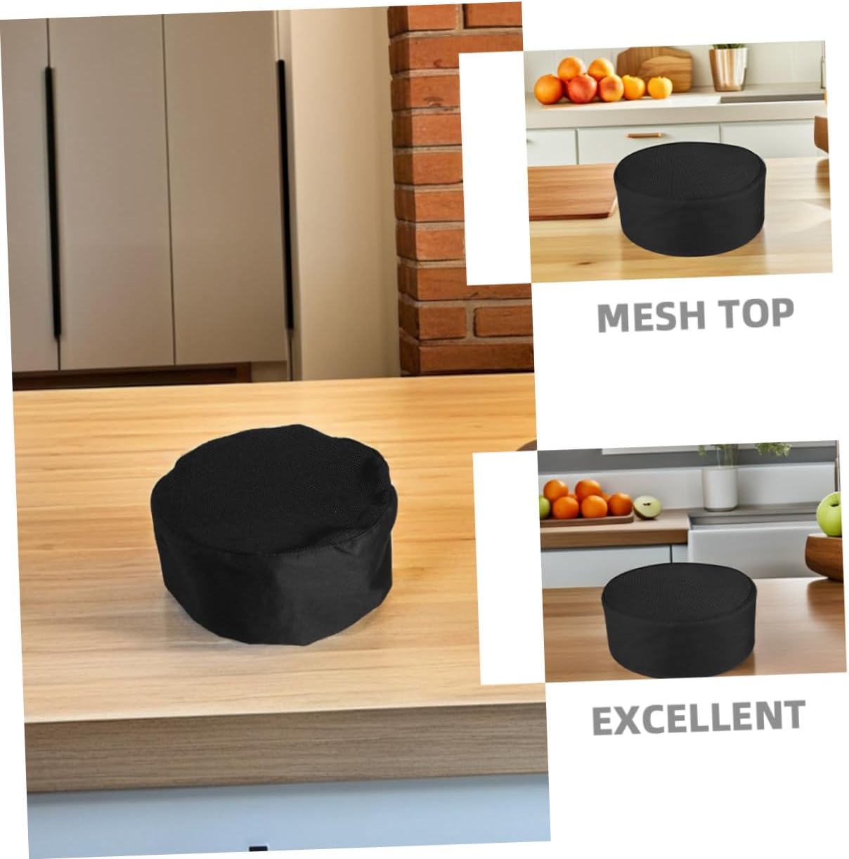 6pcs Black Chef Hats with Mesh Top, Food Service Caps, Breathable Kitchen Work Hats for Men and Women in Catering and Baking