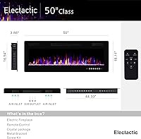 Vista 3 de Chimenea eléctrica de 50 pulgadas ultradelgada - Chimenea insertada y montada en la pared con termostato, llama ajustable, control remoto - Lineal