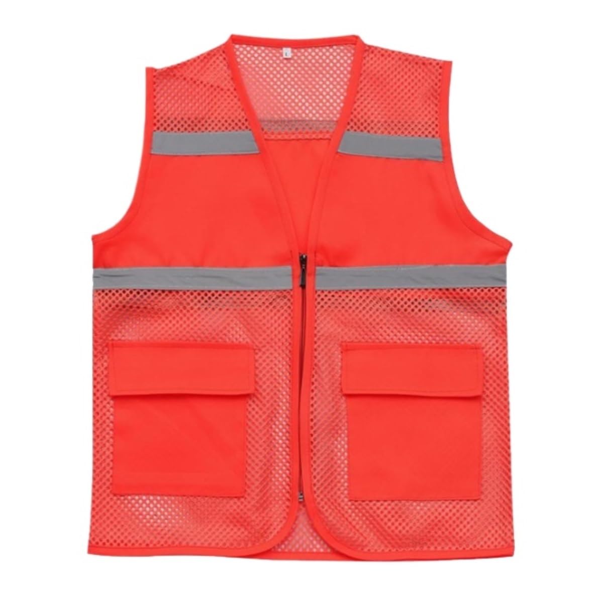 Kamizelka Wysoka Widoczność Kamizelka Odblaskowa Siateczkowa Kamizelka Zapinana Na Zamek, Jednolita Kamizelka Odblaskowa Do Biegania Z Kieszeniami Kamizelka Ostrzegawcza(Rot,3XL)