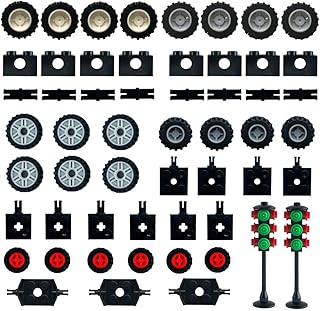 Wheels and Axles,Traffic Light ,Tires Bulk Lot - Building Bricks Block Education Wheels Set Toy Compatile with Major Brands, 52 pcs, over 6 years old