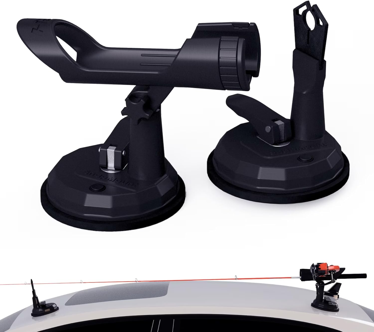 SnapMount S - Suction Cup Fishing Rod Holder for Car - Roof Rack Mount for SUV, Cars & Trucks - Fishing Pole & Fly Rod Holder for Car