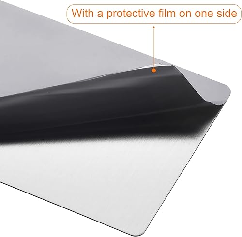 Miniatura 4 de uxcell Tarjeta de metal en blanco, placa de acero inoxidable 201 cepillado de 2 x 0.9 pulgadas para grabado láser, placa de identificación de 0.016