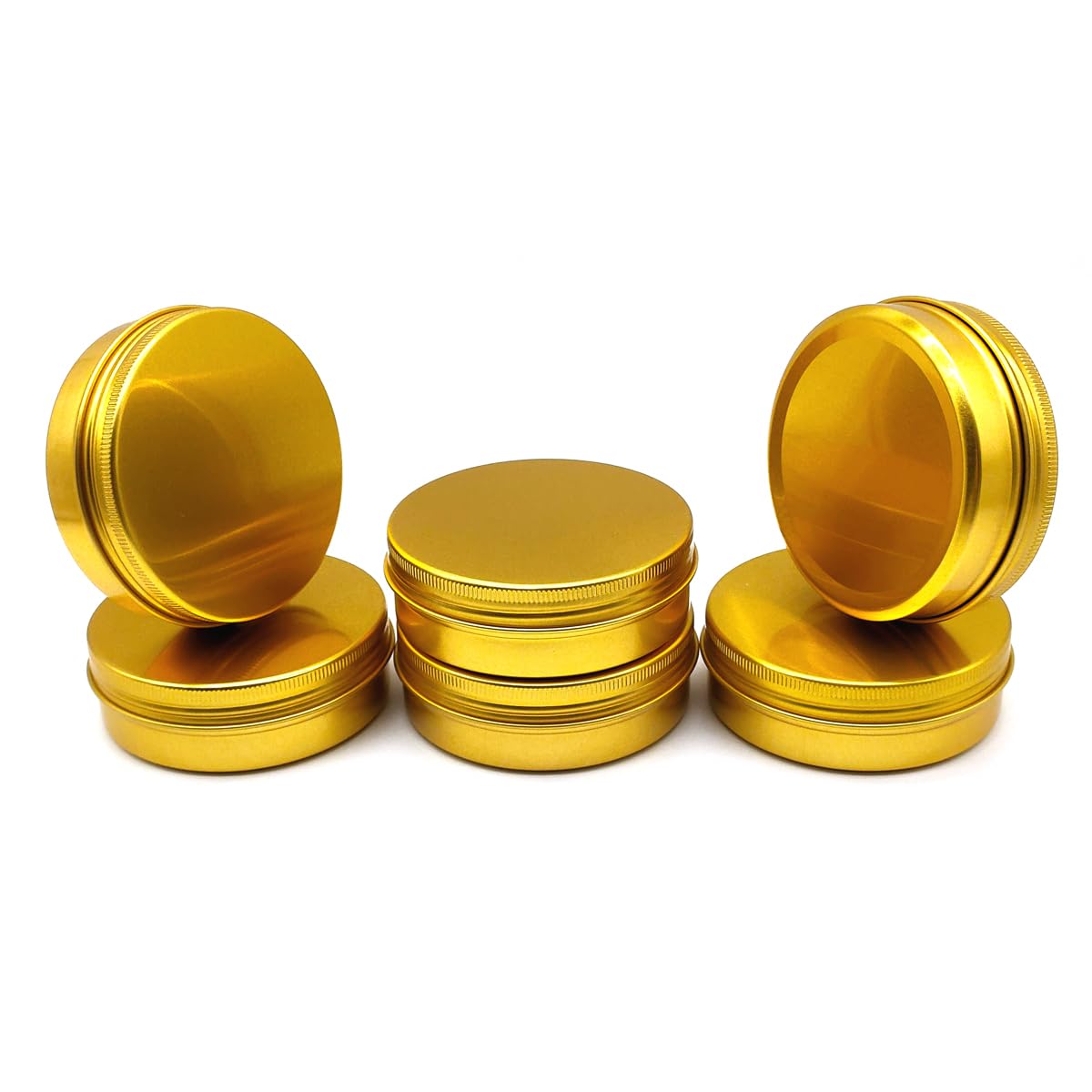 Wopanxye 6pack 100ml Aluminum Tin Jars, 100 Gram Empty Travel Cosmetic Sample Container with Screw Cap Lid, 100g Gold Metal Tins Can for DIY Crafts,