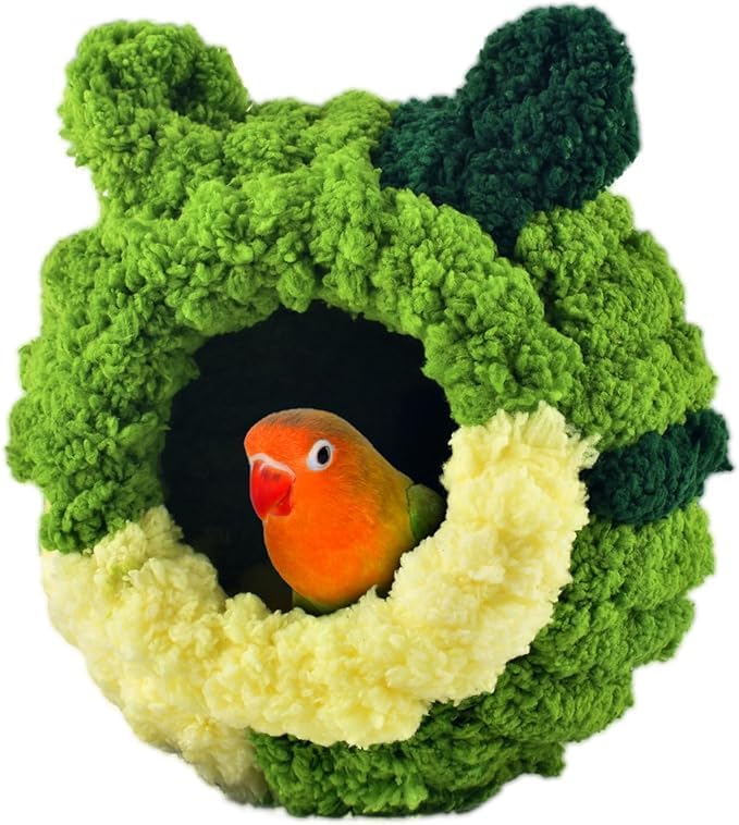 KUTKUT Bird Nest Warm Snuggle Hut Bird Bed Fluffy Birds Sleeping Bed Parrot Nest Hammock Birds Shed Hut House Plush Snuggle Hammock for Parakeets Cockatiels Conures Lovebirds (Size: S)-image-3