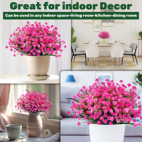 Lnoicy 20Pcs Artificial Flowers For Outdoor,Plastic Flowers Decoration, Uv Resistant Faux Flowers Shrubs, Artificial Plants For Indoor Outside Garden Home Wedding Farmhouse(Pink) #TOP4