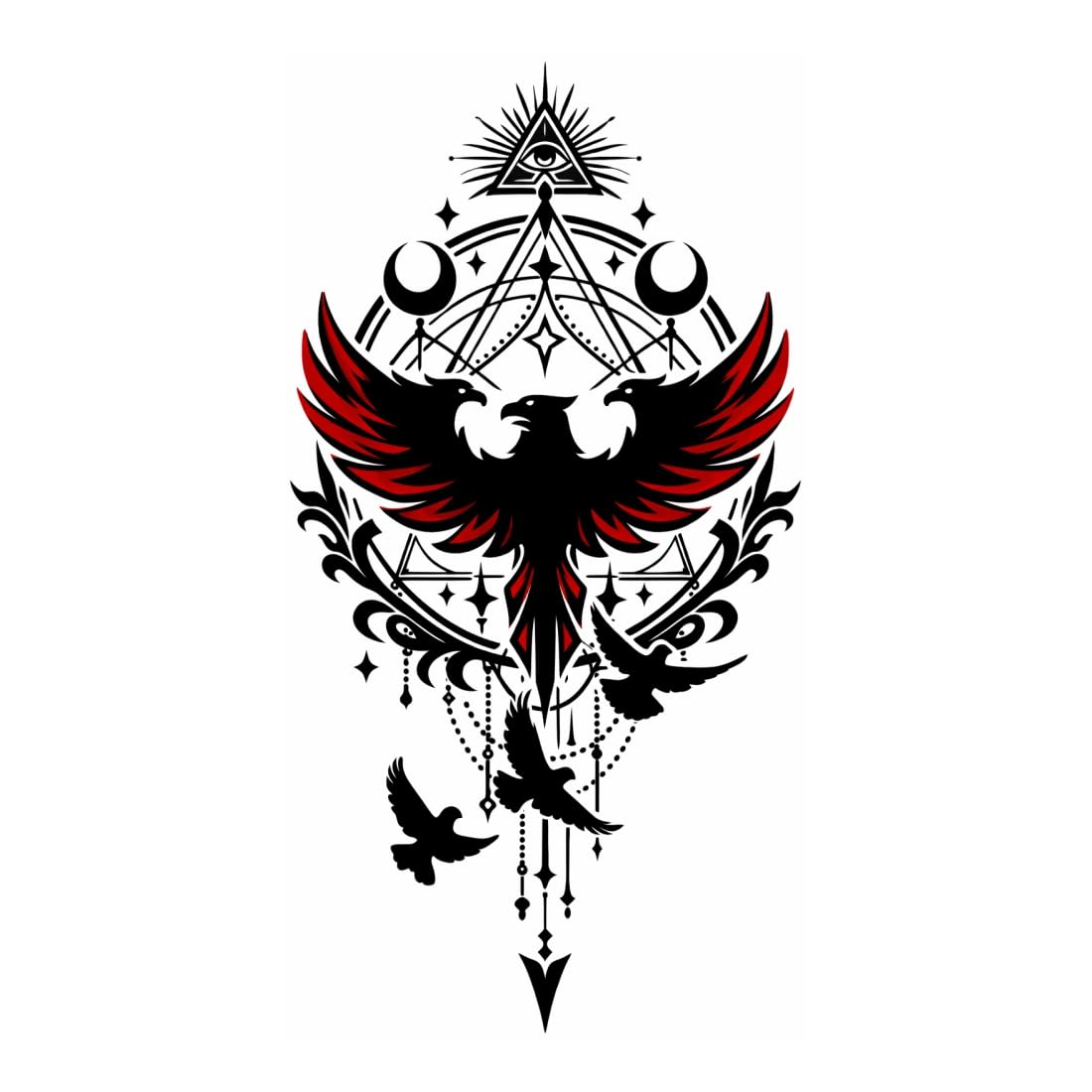 Ordershoc Red With Black Eagle With Eye Art Work Temporary Tattoo Sticker For Male And Female Tattoo Sticker-image-43