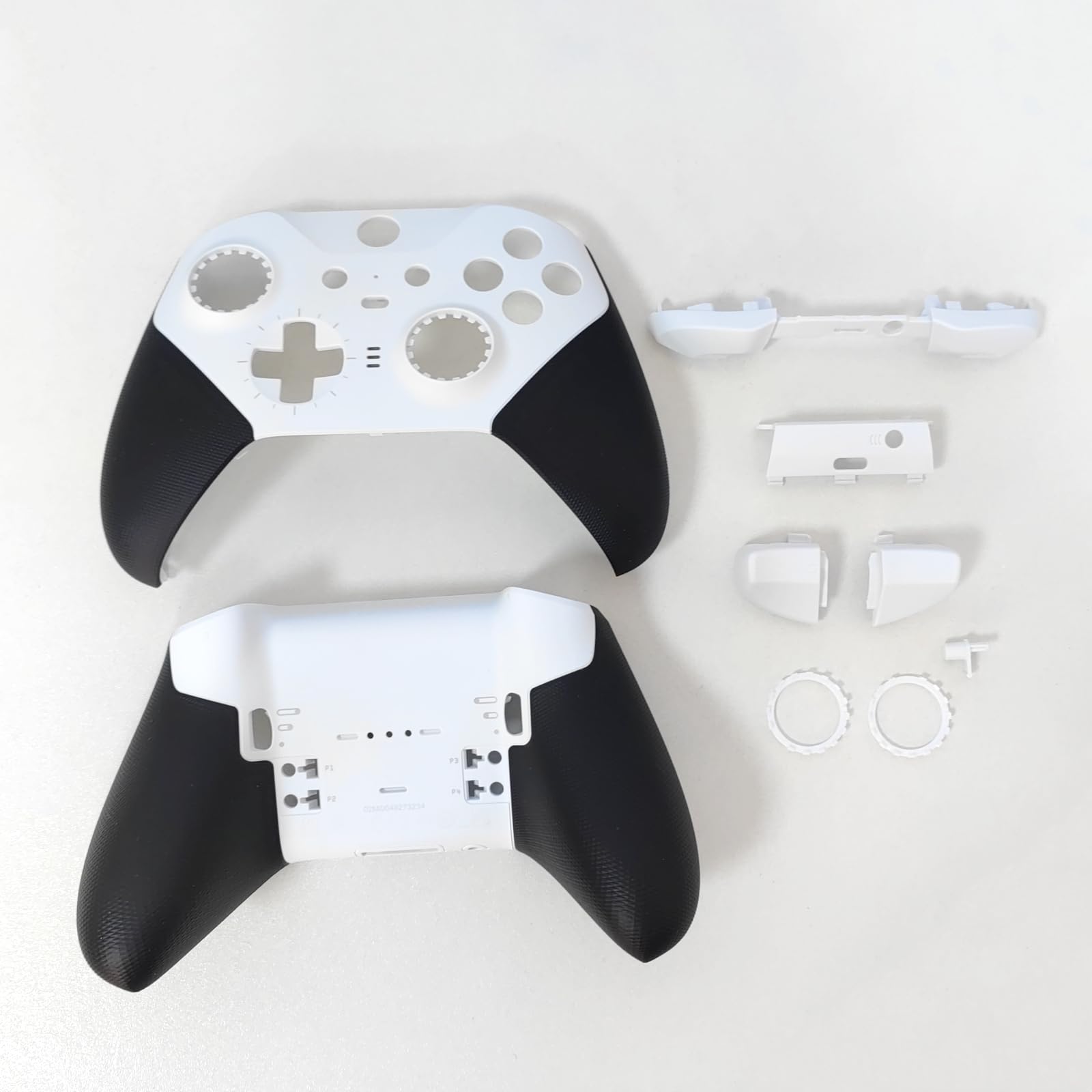 Hzxkqmil Set di Guscio di Ricambio per Xbox Elite Controller Series 2 - Core Bianco, Custodia Anteriore Coperchio Posteriore + Pulsante di Attivazione LB RB LT RT Paracolpi Anello Joystick Accessori