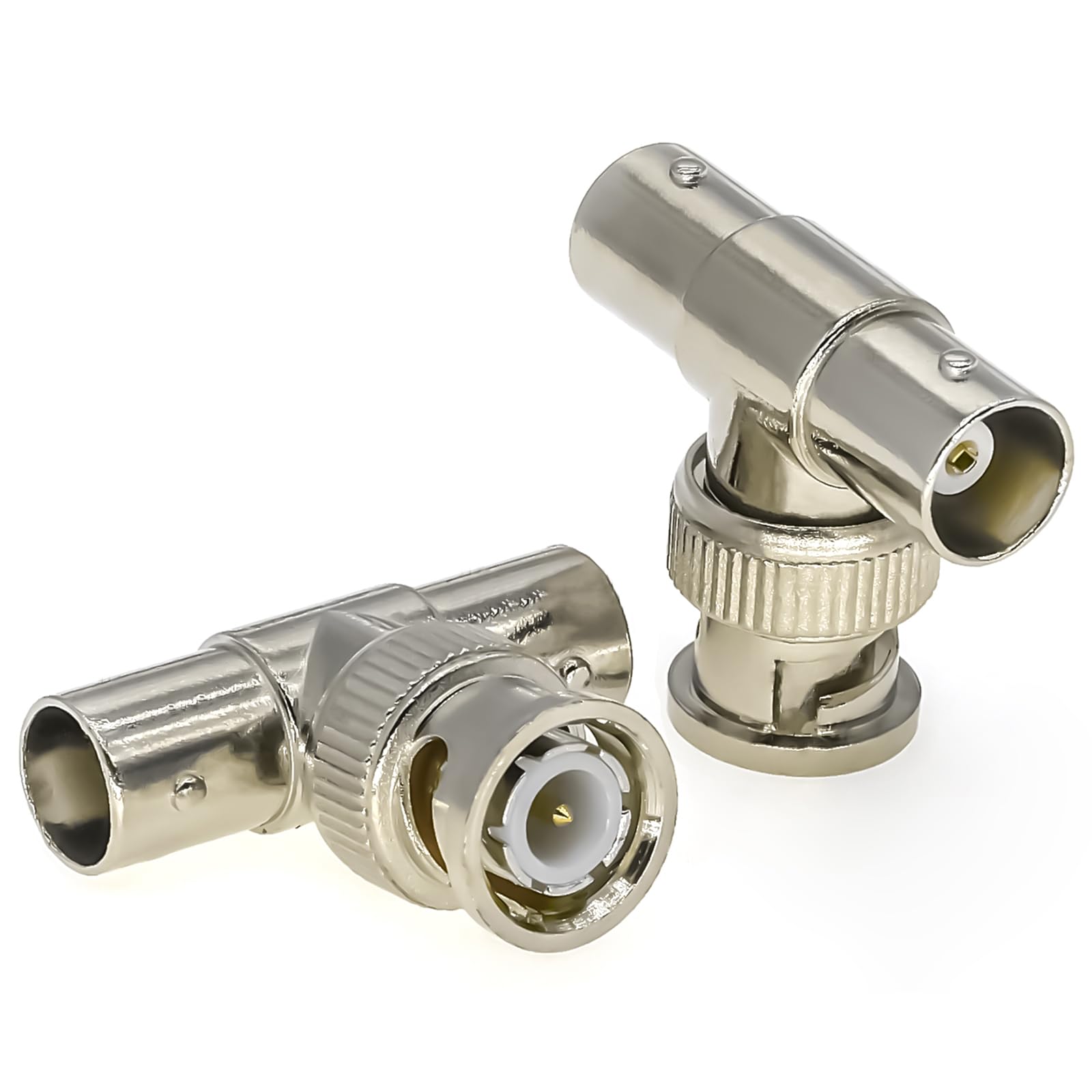 2PCS BNC Tee Connector, 3 Way BNC Splitter Connector, BNC Male to Dual BNC Female Barrel Connectors, BNC Triple Tee Coax Adapter for Radios, LMA,