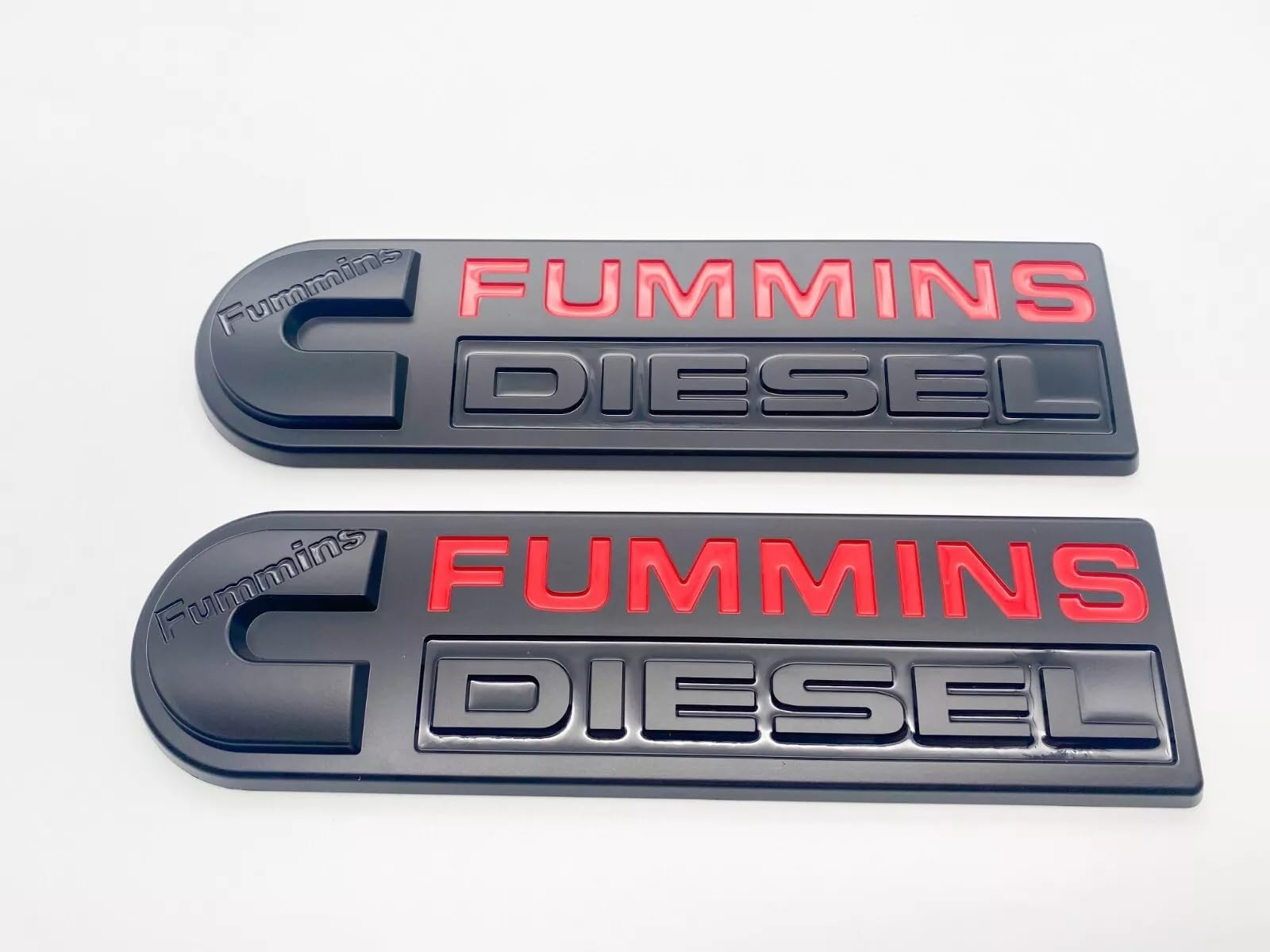 2Pc Compatible with Fummins Emblem Engines High Output Cummin Turbo Badge Logo 3D Badge Emblem (Black Red)