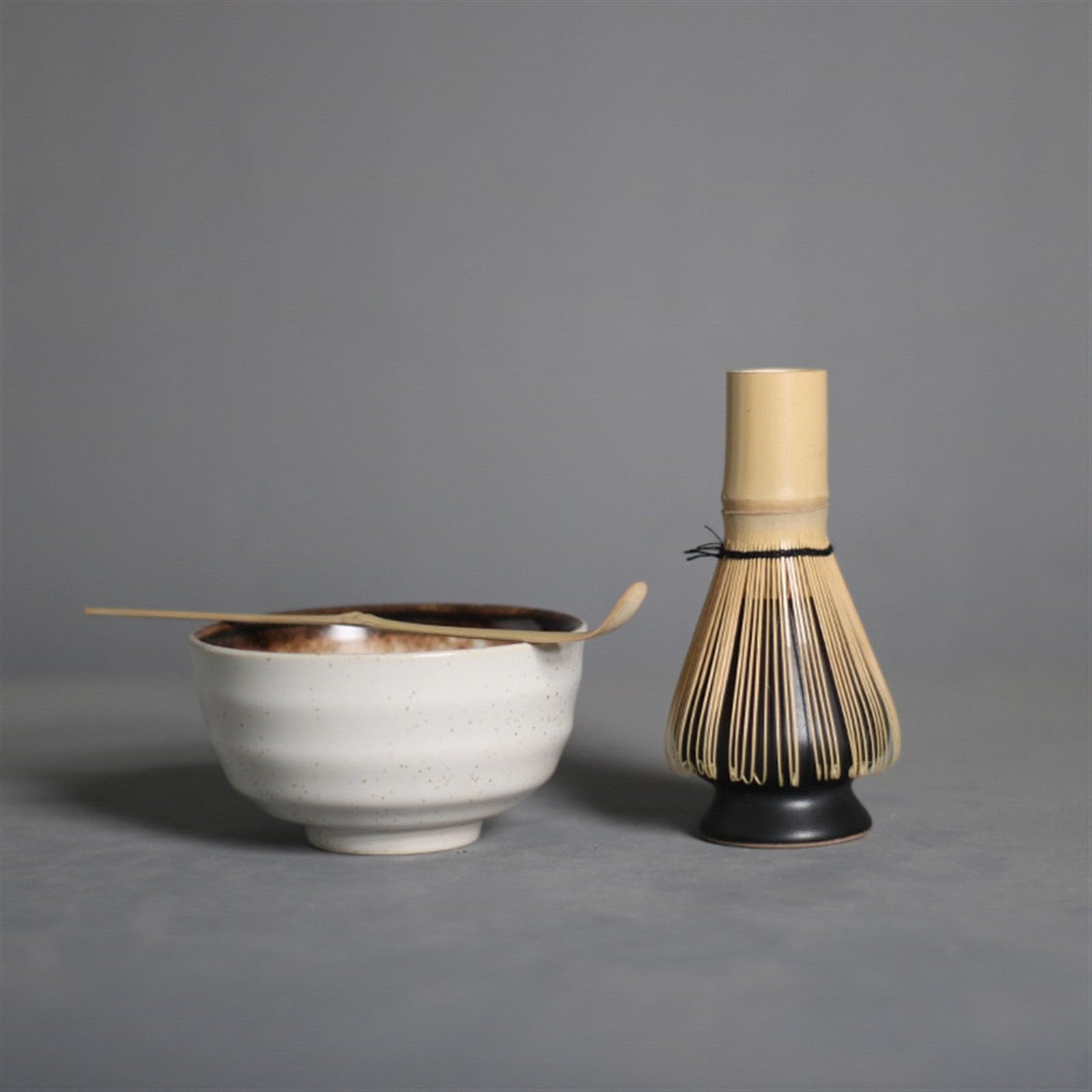 SXYAO 4-Piece Set Matcha Whisk Set Teaspoon Bamboo Ceramics Matcha Bowl Whisk Holder, Japanese Matcha Kit Beginners Easy Brewing, for Elders Friends(E)