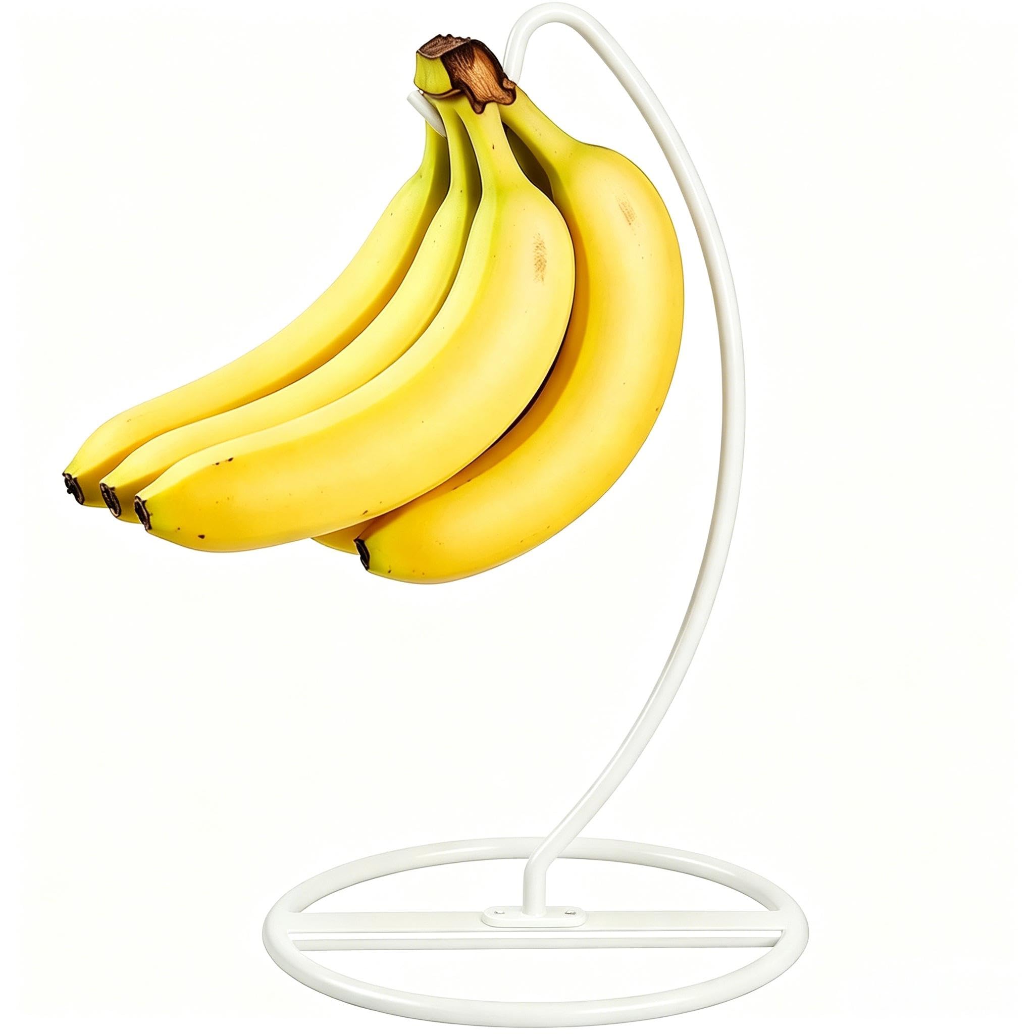 OBODING White Banana Holder Stand, 17LBS Heavy Duty Rustproof Banana Hanger, Countertop Fruit Hook for Kitchen Home Fruit Organization
