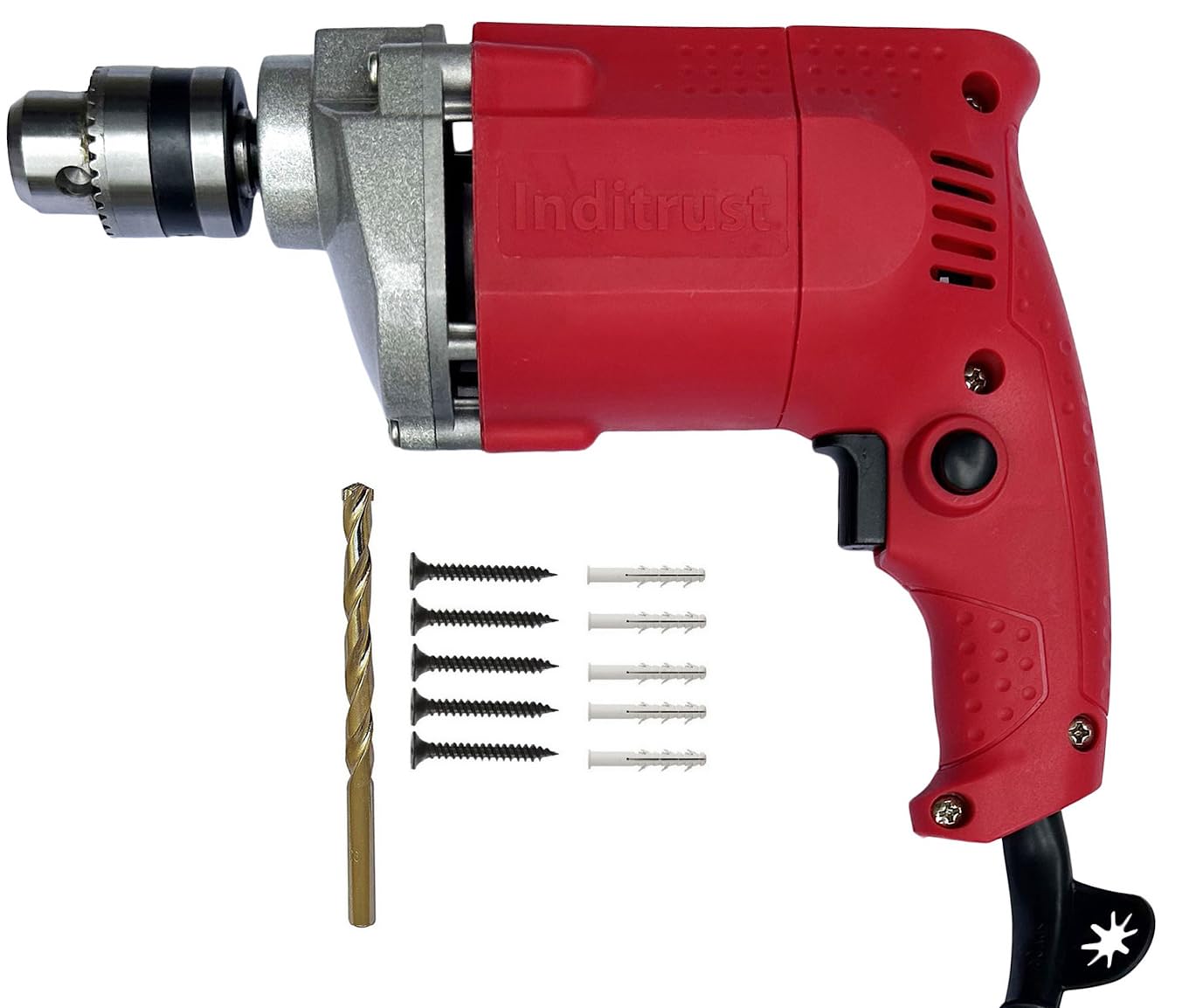 Inditrust 6-Month warranty RED 350w 10mm Electric Drill machine 100% Copper Winding with 5pc Gitti 5pc Pech and 1pc Masonry wall drill bit (B0DB54J2CF) Amazon Price History, Amazon Price Tracker