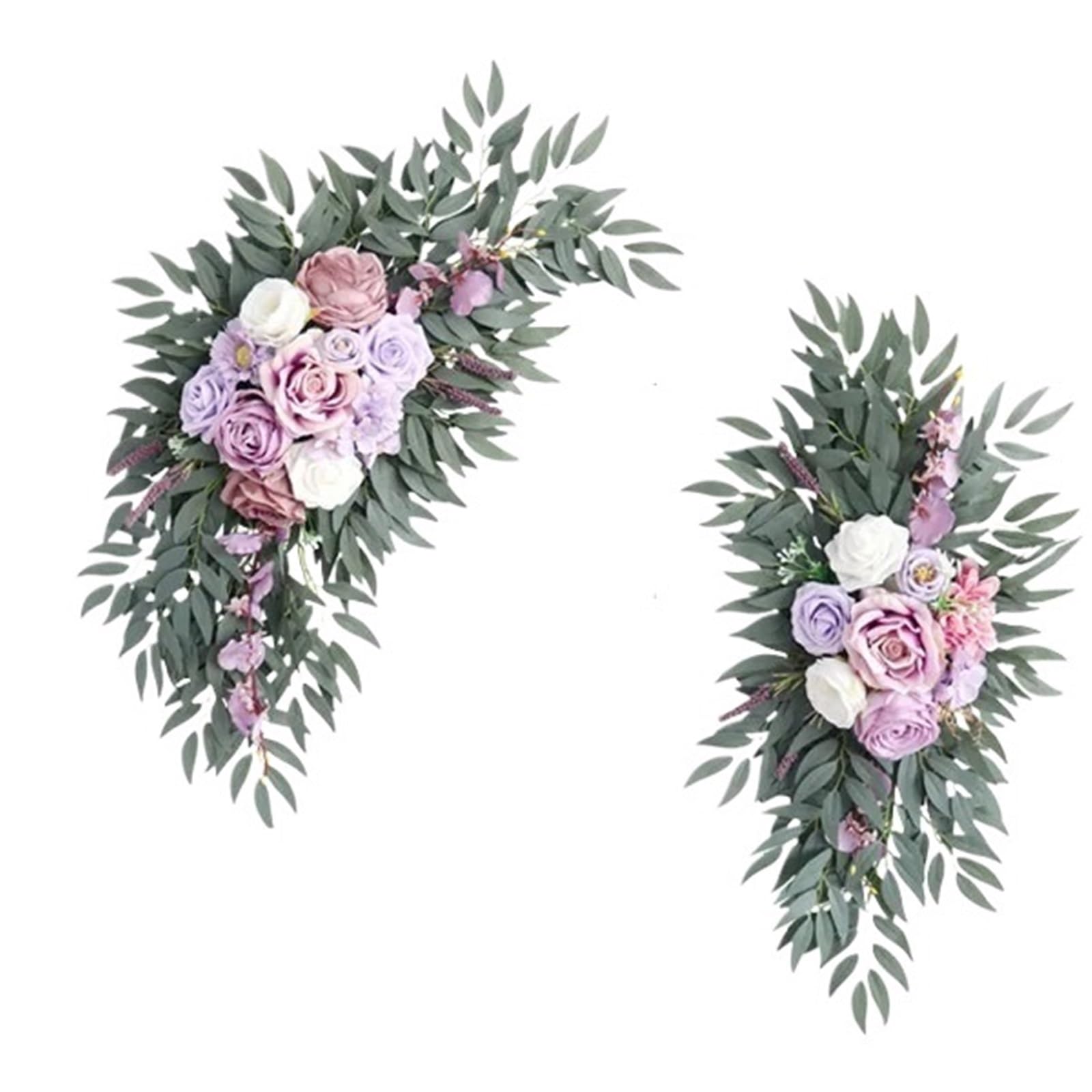 Artificial Floral Swags Purple Lilac Artificial Wedding Arch Flowers Floral Swag Arrangement For Ceremony Arbor Reception Backdrop Decors for Ceremony Backdrop, Fireplace and Door Decor(Color3)